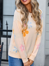 Load image into Gallery viewer, Angel Wings Flower Round Neck Dropped Shoulder Sweater