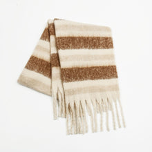 Load image into Gallery viewer, Fringe Contrast Striped Polyester Scarf