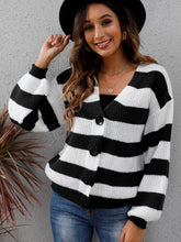Load image into Gallery viewer, Striped Button Up Long Sleeve Sweater
