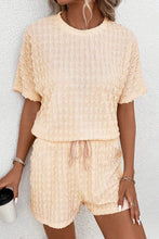 Load image into Gallery viewer, Textured Round Neck Top and Shorts Set