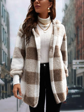 Load image into Gallery viewer, Plaid Long Sleeve Hooded Coat