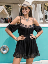 Load image into Gallery viewer, Lace Detail Cold Shoulder Romper