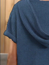 Load image into Gallery viewer, Waffle-Knit Hooded Short Sleeve Top