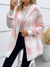 Load image into Gallery viewer, Plaid Long Sleeve Hooded Coat