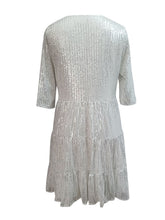 Load image into Gallery viewer, Full Size Sequin Round Neck Half Sleeve Mini Dress