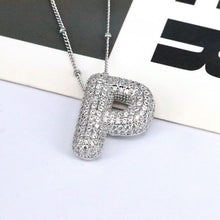 Load image into Gallery viewer, Copper Inlaid Zircon Letter Pendant Necklace