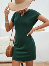 Load image into Gallery viewer, Notched Short Sleeve Mini Tee Dress