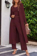 Load image into Gallery viewer, Drawstring Tank, Long Sleeve Cover Up and Pants Set