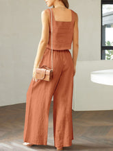 Load image into Gallery viewer, Square Neck Top and Wide Leg Pants Set