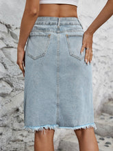 Load image into Gallery viewer, Raw Hem Slit Denim Skirt