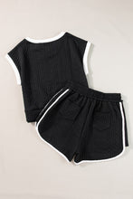 Load image into Gallery viewer, Contrast Trim Round Neck Top and Shorts Set