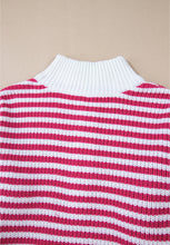 Load image into Gallery viewer, Striped Half Zip Mock Neck Long Sleeve Sweater