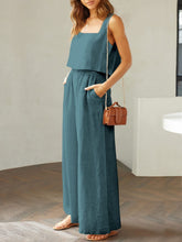 Load image into Gallery viewer, Square Neck Top and Wide Leg Pants Set