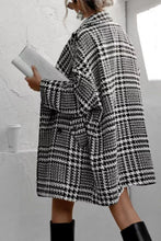 Load image into Gallery viewer, Houndstooth Collared Neck Long Sleeve Coat with Pockets