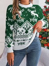 Load image into Gallery viewer, Christmas Element Round Neck Long Sleeve Sweater