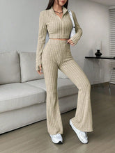 Load image into Gallery viewer, Honey Zip Up Long Sleeve Top and Pants Set