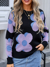 Load image into Gallery viewer, Angel Wings Flower Round Neck Long Sleeve Sweater