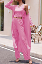 Load image into Gallery viewer, Drawstring Tank, Long Sleeve Cover Up and Pants Set