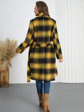 Load image into Gallery viewer, Plaid Tie Waist Long Sleeve Coat