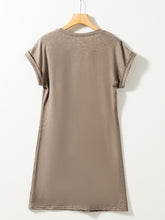 Load image into Gallery viewer, Exposed Seam Round Neck Mini Dress