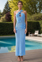 Load image into Gallery viewer, Crochet Flower Halter Neck Knit Dress