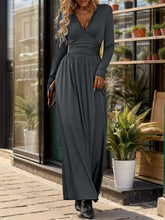 Load image into Gallery viewer, Lace Detail Slit V-Neck Long Sleeve Dress