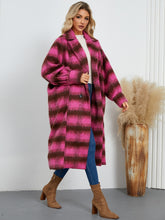 Load image into Gallery viewer, Contrast Double-Breasted Long Sleeve Longline Coat