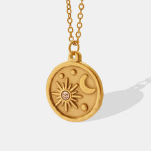 Load image into Gallery viewer, Zircon Titanium Steel Coin Shape Necklace