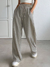 Load image into Gallery viewer, Drawstring Striped Elastic Waist Pants