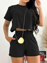 Load image into Gallery viewer, Full Size Round Neck Short Sleeve Top and Shorts Set