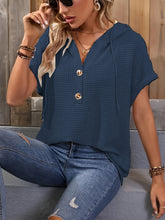 Load image into Gallery viewer, Waffle-Knit Hooded Short Sleeve Top