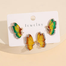Load image into Gallery viewer, 2 Piece Rhinestone Alloy Butterfly Stud Earrings