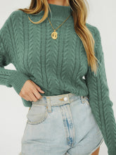 Load image into Gallery viewer, Cable Knit Turtleneck Long Sleeve Sweater