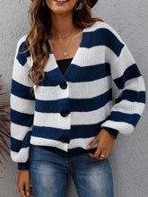 Load image into Gallery viewer, Striped Button Up Long Sleeve Sweater