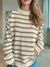 Load image into Gallery viewer, Striped Round Neck Long Sleeve Sweater