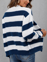 Load image into Gallery viewer, Striped Button Up Long Sleeve Sweater