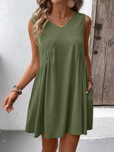 Load image into Gallery viewer, Ivy Lane Ruched V-Neck Sleeveless Mini Dress
