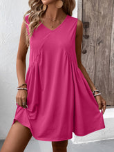 Load image into Gallery viewer, Ivy Lane Ruched V-Neck Sleeveless Mini Dress