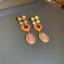 Load image into Gallery viewer, Copper Inlaid Rhinestone Vintage Earrings