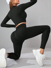 Load image into Gallery viewer, Mock Neck Long Sleeve Top and Leggings Active Set