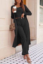Load image into Gallery viewer, Drawstring Tank, Long Sleeve Cover Up and Pants Set