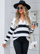 Load image into Gallery viewer, Striped Johnny Collar Knit Top