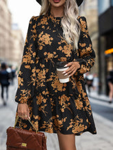 Load image into Gallery viewer, Perfee Frill Printed Long Sleeve Mini Dress