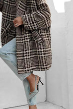 Load image into Gallery viewer, Houndstooth Collared Neck Long Sleeve Coat with Pockets