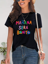 Load image into Gallery viewer, Letter Graphic Round Neck Short Sleeve T-Shirt