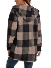 Load image into Gallery viewer, Plaid Long Sleeve Hooded Coat