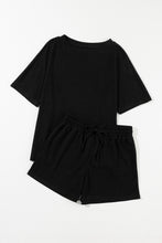 Load image into Gallery viewer, Round Neck Short Sleeve Top and Drawstring Shorts Set