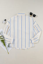 Load image into Gallery viewer, Striped Collared Neck Long Sleeve Shirt