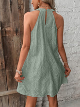 Load image into Gallery viewer, Eyelet Grecian Neck Mini Dress