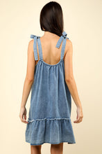 Load image into Gallery viewer, VERY J Shoulder Tie Washed Denim Mini Dress